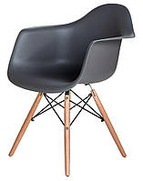 Кресло Eames DAW Тауэр Вуд темно-серое с деревянными ногами, в стиле лофт