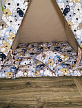 Вігвам універсальний коричневий зигзаг з м'яким килимком подушечками "Бежевий з коалами" (Повний комплект), фото 3
