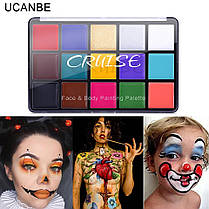 15 кольорів масляні фарби для боді-арт для особи, тіла: макіяж на вечірку "Cruise UCANBE" make up 80 грам, фото 3