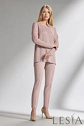 Трикотажная розовая блуза из комбинации двух видов тканей Lesya МИНИЯ 5