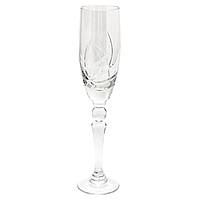 Хрустальный бокал для шампанского, узор - цветок, объем -140 мл, высота - 24 см (6404/1-2)