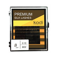 Вії для нарощення, темно-коричневі Kodi Professional №В.0.15 6 рядів: 8-3; 14-3
