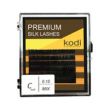 Вії для нарощення, темно-коричневі Kodi Professional №C.0.15 6 рядів: 8-3; 14-3