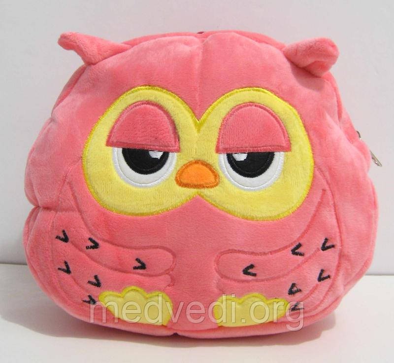 Дитячий плюшевий рюкзак рожева сова для дівчаток