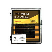 Ресницы для наращивания, черные Kodi Professional №В.0.15 6 рядов: 10-2; 11-2; 12-2