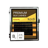 Ресницы для наращивания, черные Kodi Professional №В.0.15 6 рядов: 11-2; 12-2; 13-2