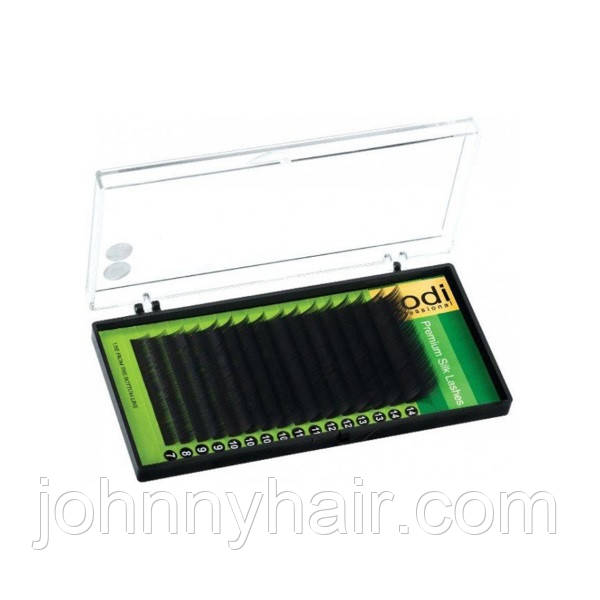 Вії для нарощення, чорні Kodi Professional Green №C.0.07 16 рядів: 14 мм, фото 1
