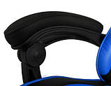 Компьютерное кресло спортивное Крісло спортивне Ігрове крісло для компютера ЧОРНО-СИНЄ Геймерское кресло Стул, фото 4
