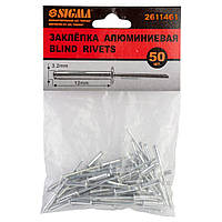 Заклепки алюмінієві Premium 3.2×12.7 мм 50шт SIGMA (2611461)