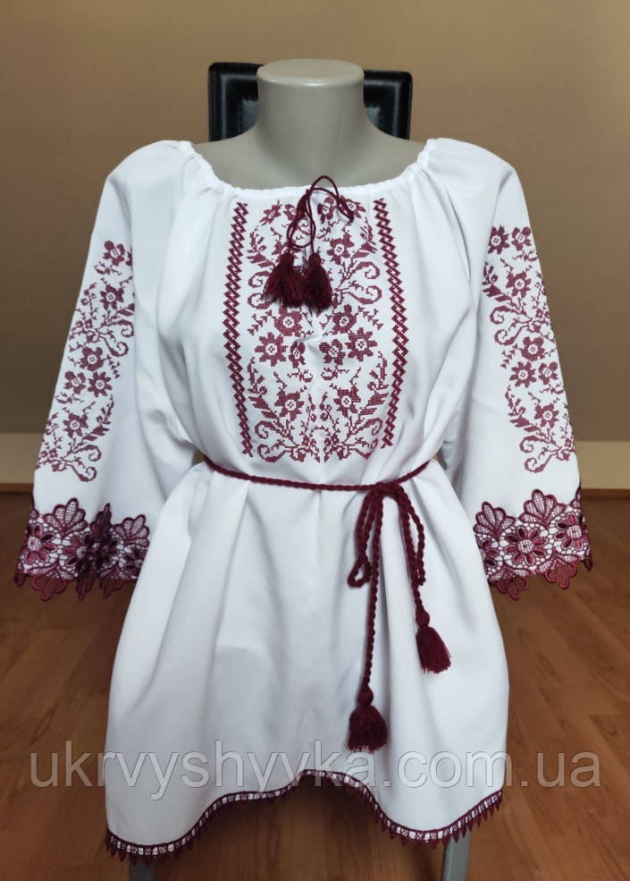 Недорога вишиванка "Евеліна" бордо