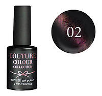 Гель-лак для нігтів Couture Colour Galaxy Touch (ефект "Cat Eye") GT02 Рожевий відблиск з кольоровими переливаннями, хамелеон,