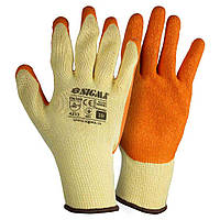 Перчатки трикотажные с частичным латексным покрытием кринкл р10 (оранж манжет) Sigma (9445461)