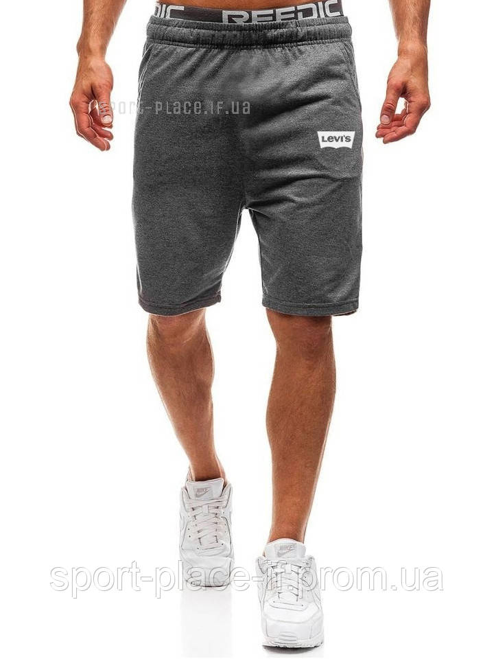 Чоловічі шорти Levis (Левіс) темно-сірі (білий логотип) (чоловічі шорти)