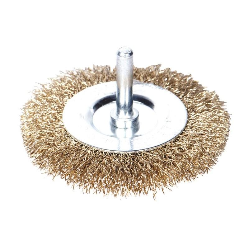 Щітка дротяна дископодібна Ø75мм хвостовик О6мм (латуньований) SIGMA (9013071)