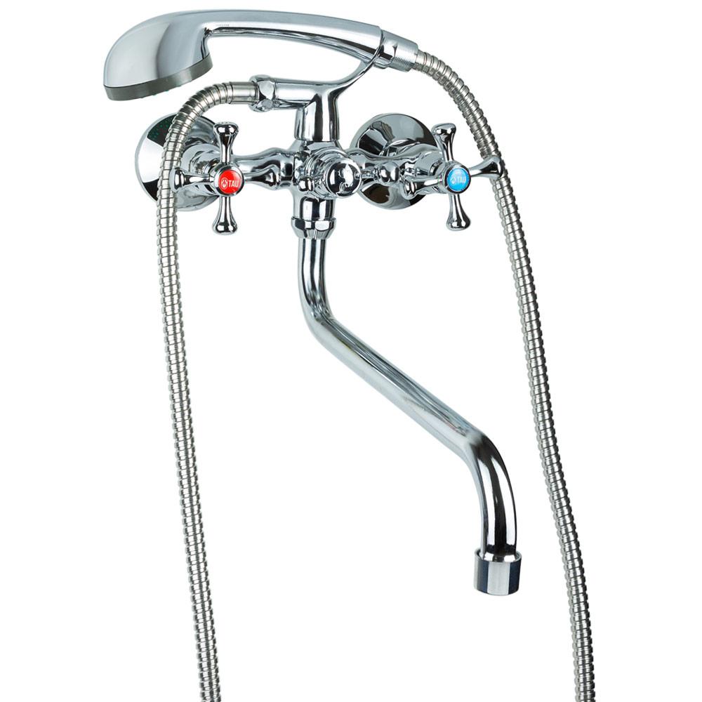 Змішувач VN 1/2" для ванни гусак вигнутий дивертор вбудований кульовий TAU (VN-5C460C)