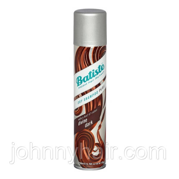 Сухий шампунь для волосся Batiste Dry Shampoo Plus  Divine Dark для темного волосся, 200 мл