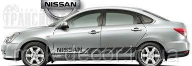 Вінілові наклейки на авто " Смуги Nissan Almera " 15x180 см х 2 шт