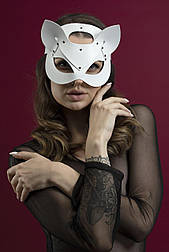 Маска кошечки Feral Feelings - Catwoman Mask, натуральная кожа, белая 777Store.com.ua