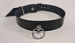 Чокер с колечком для поводка Feral Feelings - Choker черный, натуральная кожа 777Store.com.ua