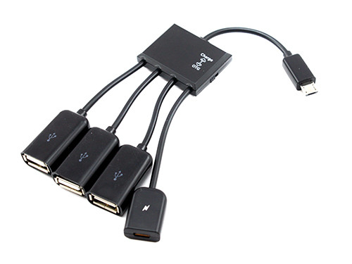 MicroUSB OTG 3-портовый хаб, адаптер для зарядки - фото 1 - id-p306687270