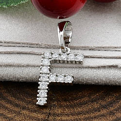 Кулон Xuping Літери для ланцюжка до 3 мм 80262 F розмір 19х10 мм білі фіаніти позолота Біле Золото