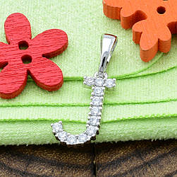 Кулон Xuping Літери для ланцюжка до 3 мм 80262 J розмір 19х10 мм білі фіаніти позолота Біле Золото