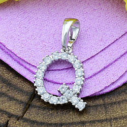 Кулон Xuping Літери для ланцюжка до 3 мм 80262 Q розмір 19х10 мм білі фіаніти позолота Біле Золото