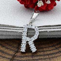 Кулон Xuping Літери для ланцюжка до 3 мм 80262 R розмір 19х10 мм білі фіаніти позолота Біле Золото