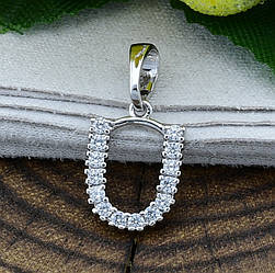 Кулон Xuping Літери для ланцюжка до 3 мм 80262 U розмір 19х10 мм білі фіаніти позолота Біле Золото