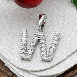 Кулон Xuping Літери для ланцюжка до 3 мм 80262 W розмір 19х10 мм білі фіаніти позолота Біле Золото