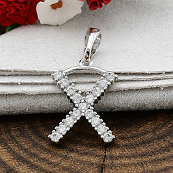 Кулон Xuping Літери для ланцюжка до 3 мм 80262 X розмір 19х10 мм білі фіаніти позолота Біле Золото