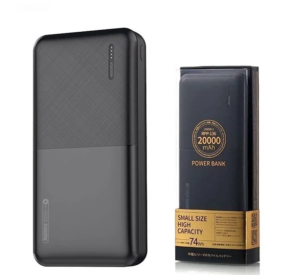 Power Bank REMAX RPP-136 Linon 2 (20000mAh/2.1 A/2USB) Black