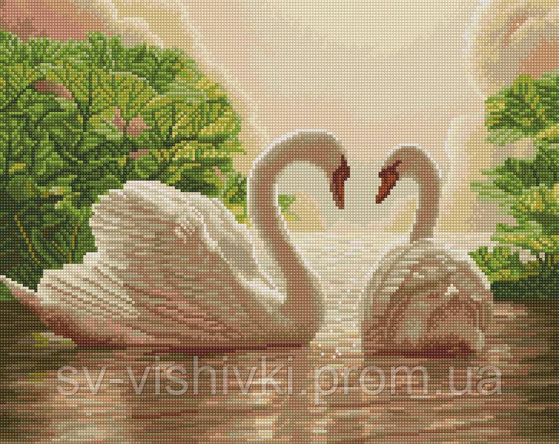 Набір для алмазної мозаїки "Пара лебедів" 40х50см GF246