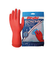 Хозяйственные латексные перчатки Beybi Ekonomik S Красные