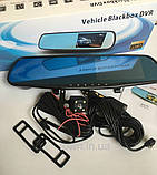 Автомобільне дзеркало відеореєстратор для авто на 2 камери VEHICLE BLACKBOX DVR 1080p камерою заднього виду, фото 4