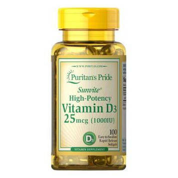 Вітамін Д3 - Puritan's Pride Vitamin D3 25 mcg 1000 IU 100 softgels