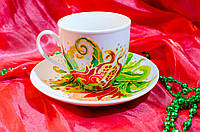 Чашка керамическая с блюдцем для чая Гранат