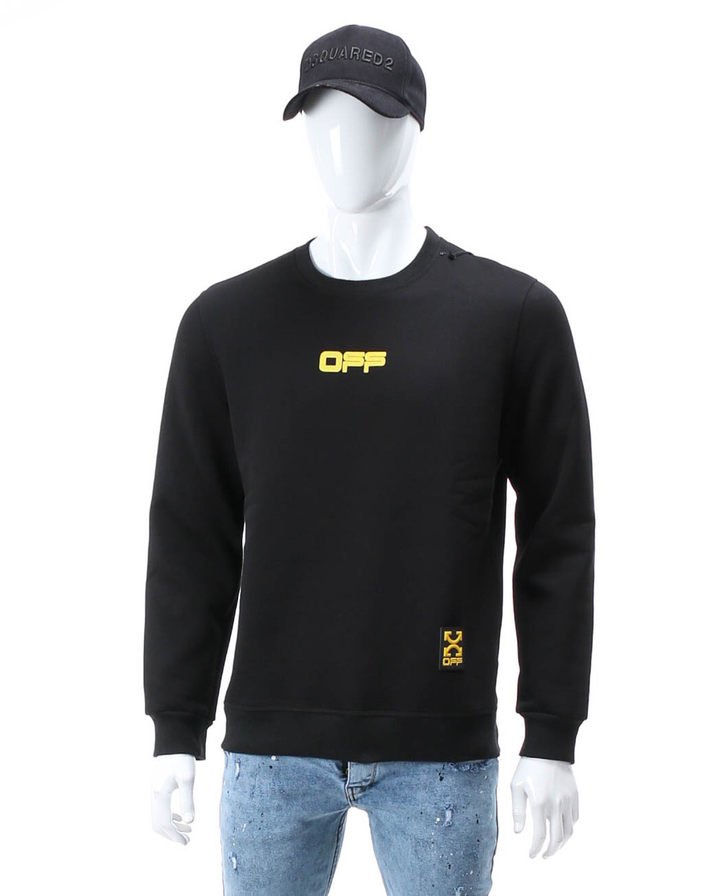 Світшот осінь-зима чорний OFF-WHITE No9 з жовтим BLK XS (Р) 20-529-003-001