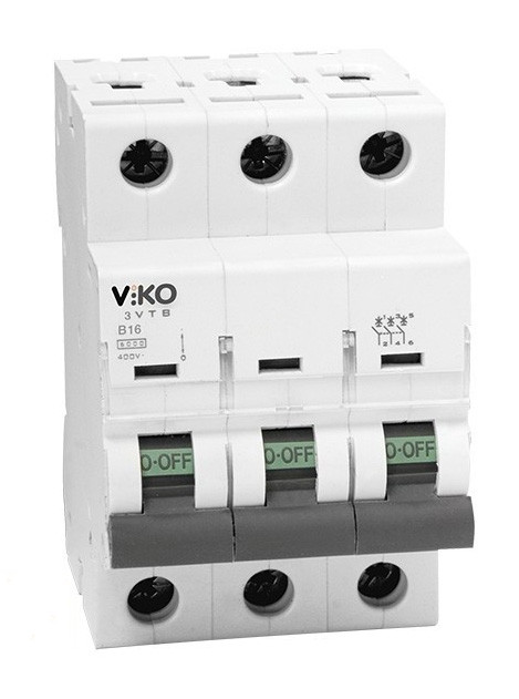 Автоматичний вимикач VIKO 3P 16A 4.5 кА 230/400В тип С