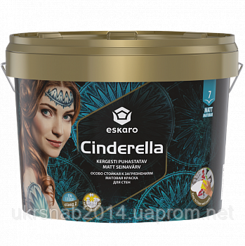 ESKARO Cinderella, краска матовая для стен и потолков, краска акриловая интерьерная, 0,9л (9л) (I) - фото 1 - id-p1150116249