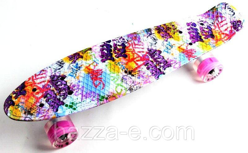 Penny Board "Fish" Graffity. Блискучі колеса.