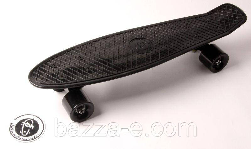 Penny Board "Fish" Чорний колір. Матові колеса