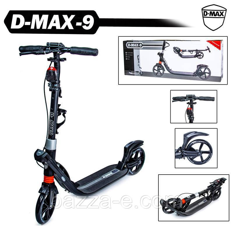 Двоколісний самокат Scale Sports. D-Max-9. Black. Ручне гальмо!