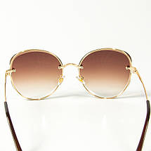 Круглі окуляри жіночі сонцезахисні 3-2048/3 коричневі, фото 3