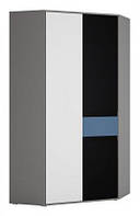 Шкаф угловой LASS02 2D Laser WOJCIK серый/белый/черный