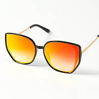 Женские солнцезащитные очки кошачий глаз, зеркальные 2311/1 оранжевые