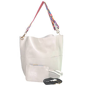 Женская сумка хобо с разноцветным ремнем 01537780709975grey серая