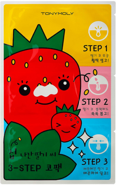 3-Кроковий Набір пластирів для носа проти чорних крапок Tony Moly Homeless Strawberry Seeds 3-step Nose Pack