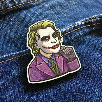 "Джокер Хіт Леджер" брошка дерев'яна з уф-друком
