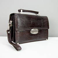 Коричневая кожаная деловая сумка Desisan классическая сумочка из натуральной кожи барсетка коричневого цвета